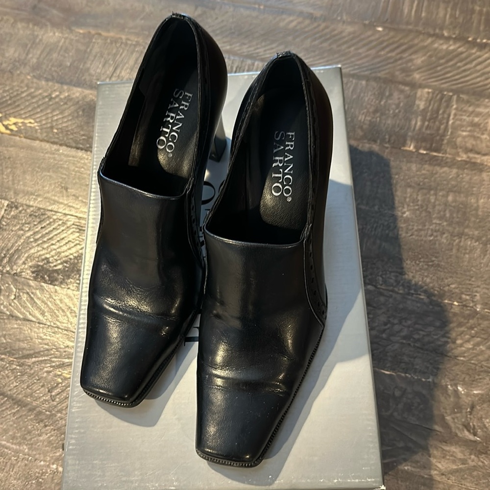 Franco Sarto Black Leather Heeled Boots